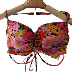 Shade & Shore Women's Floral Print Strappy Bandeau Bikini Top - Size 36DD - NWT